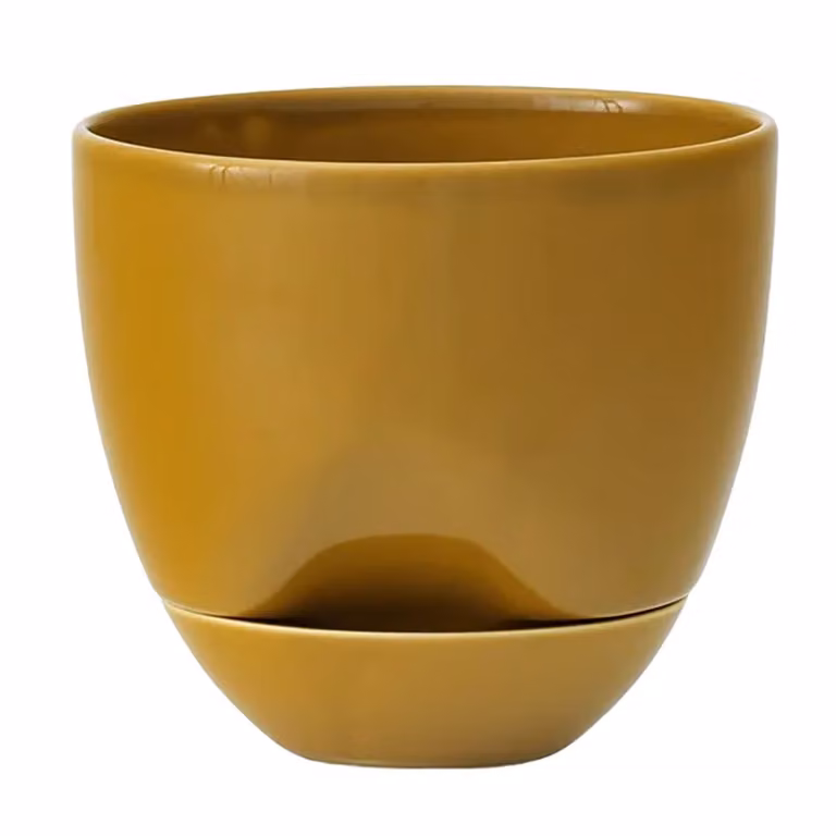 Audo Copenhagen Hydrous bloempot, keramiek, rond, ochre, Ø 12 cm