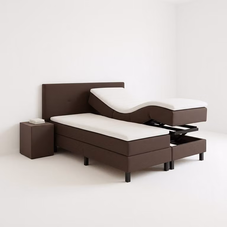 Boxspring VitaLift Hoog-Laag Bed 2-Persoons Elektrisch Verstelbaar Bruin B/D/H: 140 x 220 cm