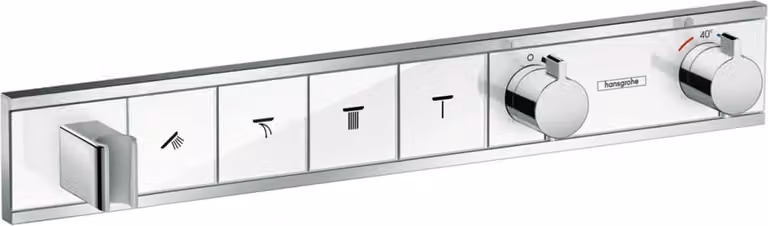Hansgrohe RainSelect wastafelthermostaat met safety stop en waterbesparing, chroom, wit