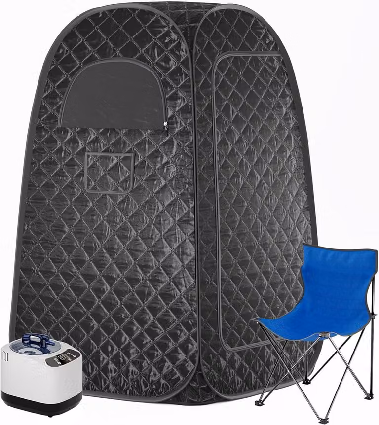 Draagbare stoomsauna voor thuisgebruik met stoel in zwart of blauw