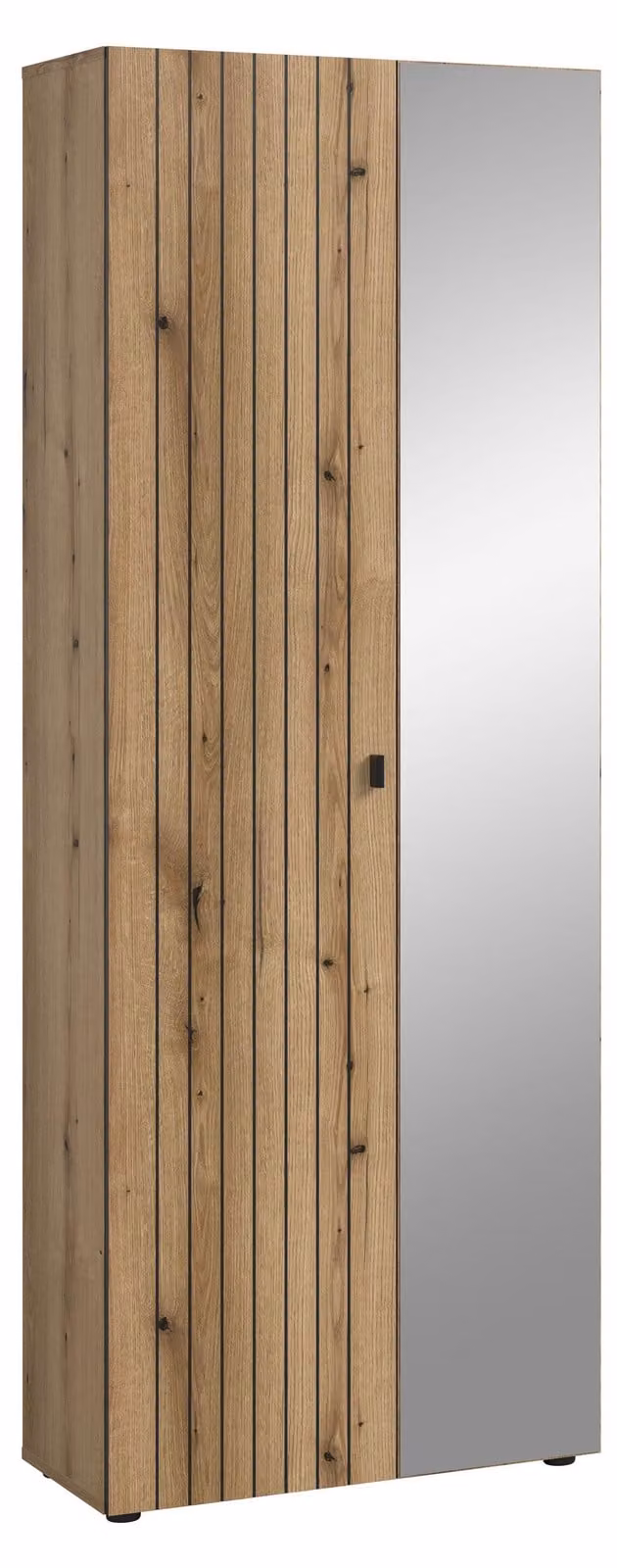 Station kledingkast met 1 deur en 1 spiegeldeur in eiken decor, B/D/H: 70 x 37 x 192 cm