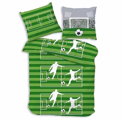 MTOnlinehandel Voetbal Beddengoed Set van Flanel en 100% Katoen voor Kinderen en Tieners, B/D/H: 135 x 200 cm en 80 x 80 cm