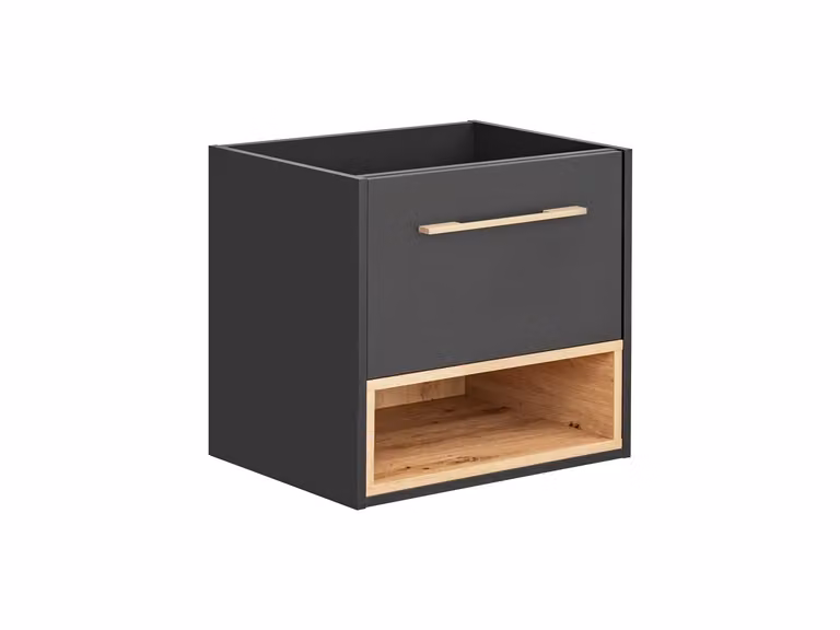 AC-Déco Badkamerkast met open plank en deuren, houteffect