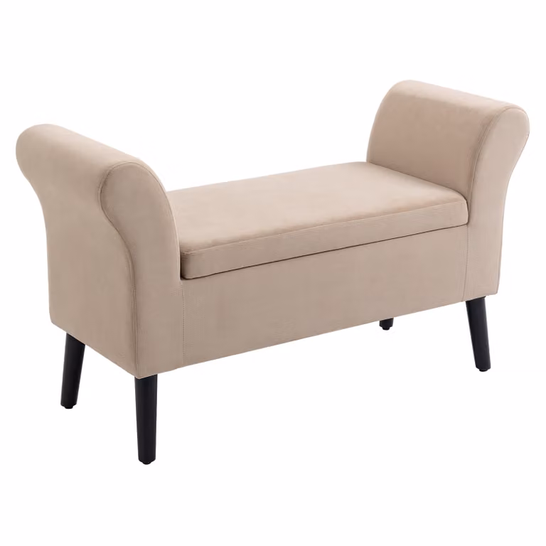 HOMCOM Bank met opbergruimte, moderne gestoffeerde bank voor gang en woonkamer, Beige, B/D/H: 115,5 x 43,5 x 66 cm