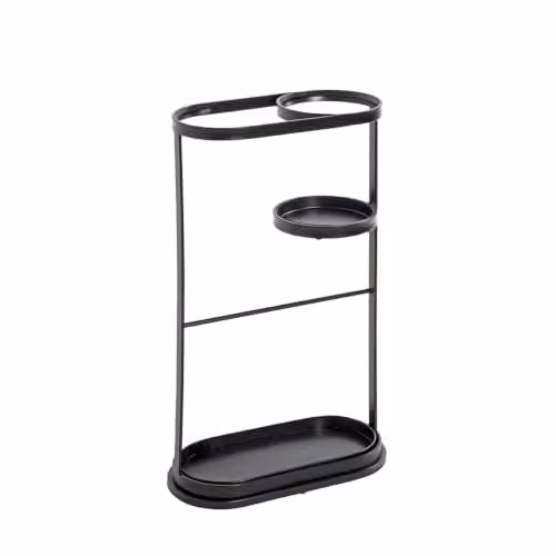 HAKU Paraplubak Art Deco zwart metaal met afneembare tray B: 37 cm, H: 60 cm, D: 18 cm