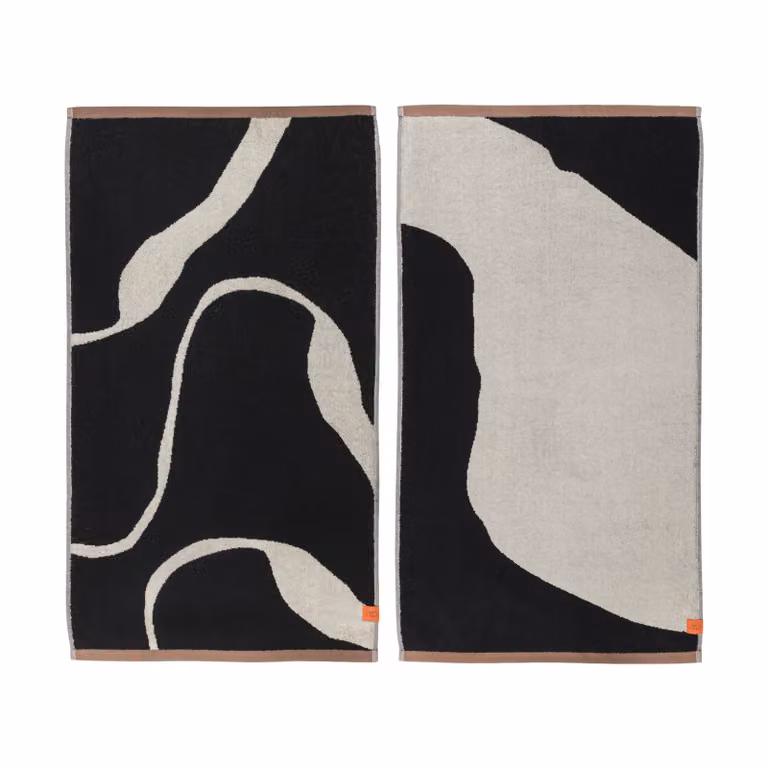 Mette Ditmer Nova Arte handdoek 2-pack Black-off white B/D: 50 x 90 cm
