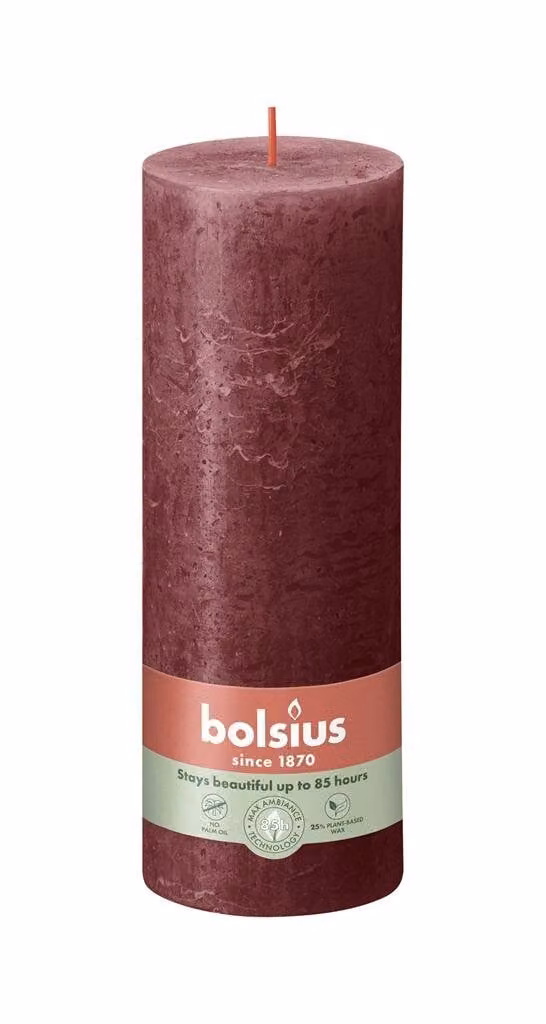 Bolsius rustieke kaars velvet red 7 x 19 cm