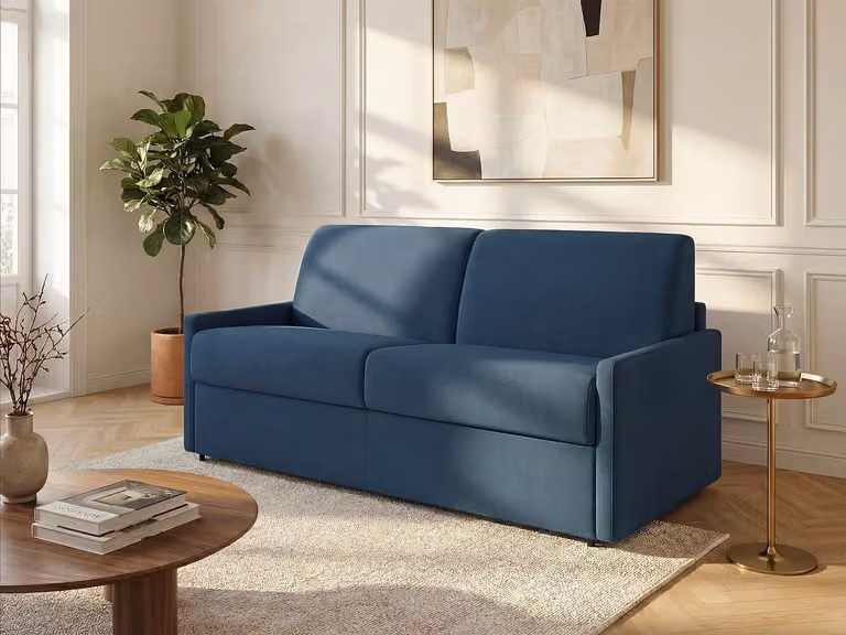 CALIFE Express vierzitsslaapbank van stof - Donkerblauw - Slaapoppervlak 160 x 190 cm