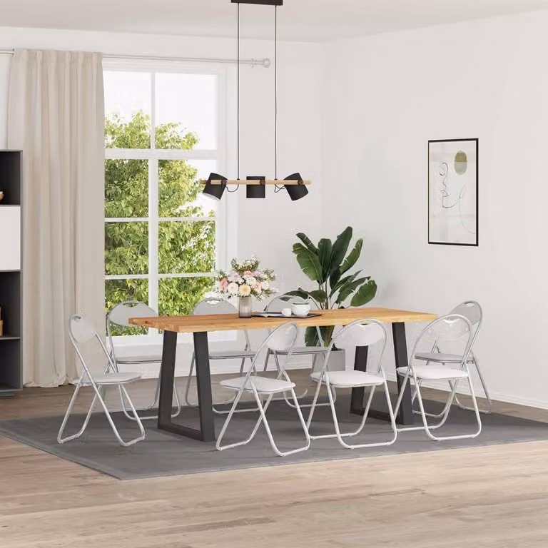 Set van 8 Moderne Opvouwbare Klapstoelen in Wit en Grijs