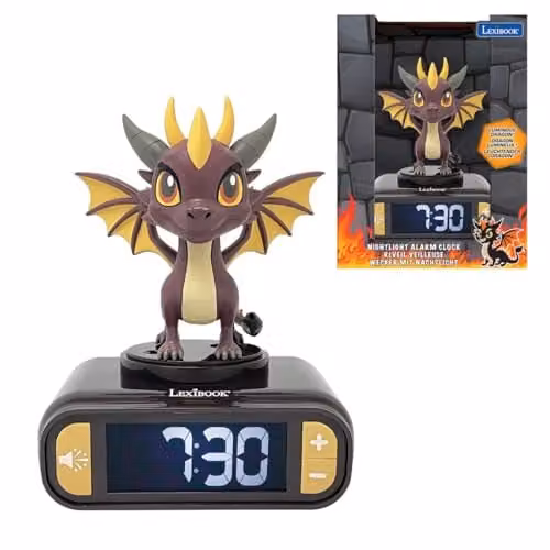 Lexibook Dragon wekker en nachtlampje met LED en geluidseffecten RL800DRA