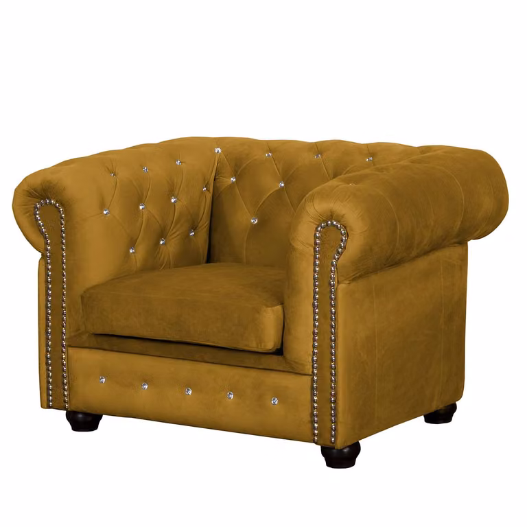 home24 Fauteuil microvezel geel/mosterdgeel B: 107 cm, D: 72 cm, H: 88 cm