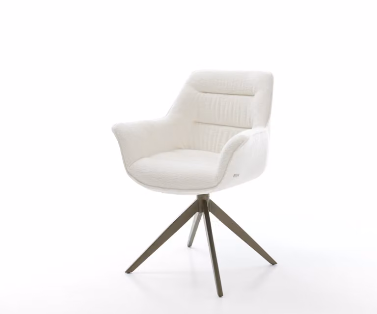 DELIFE Kaira-Flex Draaistoel met Bouclé Stoffering, Beige, 360° Draaibaar met Rocker-functie