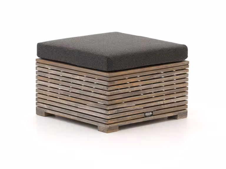 ROUGH Furniture Voetenbank ROUGH-C in Teakhout Old Teak Greywash B/D/H: 60 x 60 x 60 cm