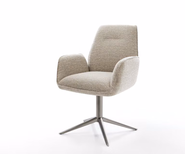 DELIFE Draaistoel Zoa-Flex beige geweven stof met armleuningen en 360 graden draaibaar functie