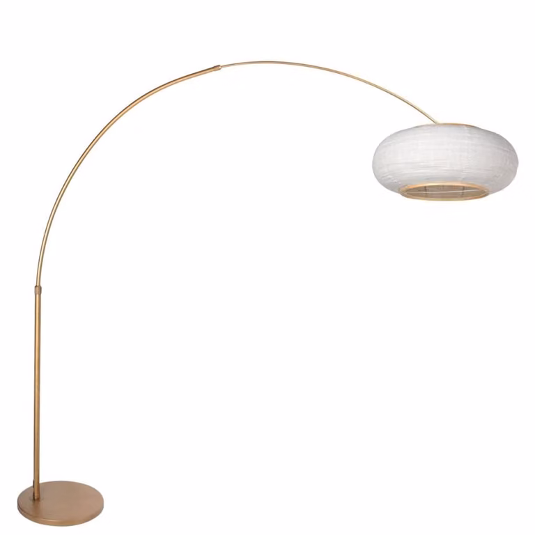 Steinhauer Silva Alba Bronzen Booglamp met Witte Stoffen Kap Ø60cm
