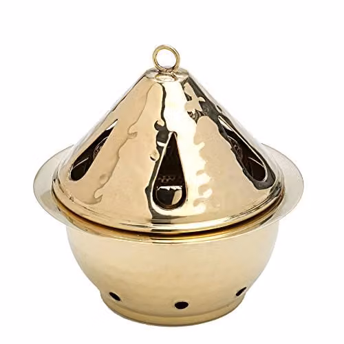 NKlaus Wierookbrander Messing met Binnenschaal, Goud, Diameter: 13 cm