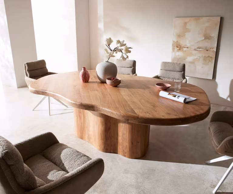 DELIFE Eettafel Herkon van acacia hout, Bruin, B/D/H: 240 x 140 x 77 cm