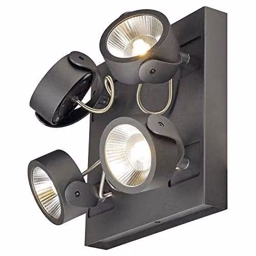 SLV KALU wand- en plafondopbouwarmatuur, zwarte LED-spot, dimbaar, warm wit licht, 4000 lm