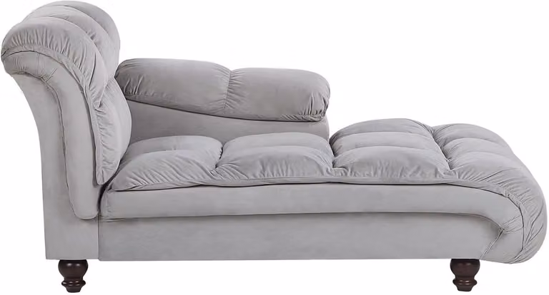 Beliani Lormont Chaise longue - Lichtgrijs - Fluweel - Linkerzijde