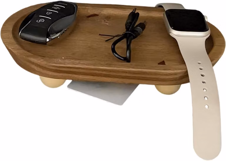 Houten Display Plateau Ovaal - Houtkleur - B/D: 19,8 x 11,8 cm