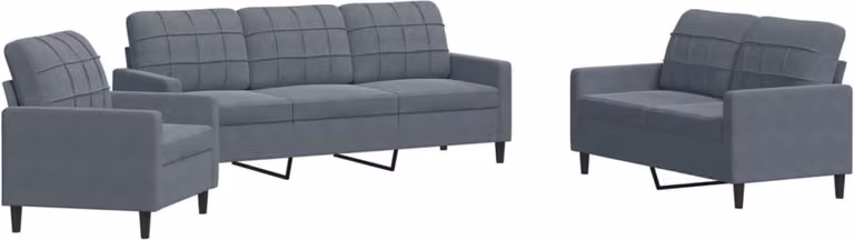 vidaXL 3-delige moderne loungeset met kussens in donkergrijs fluweel
