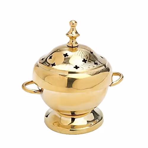 NKlaus Handgemaakte Messing Wierookbrander Goud Rond voor op Tafel