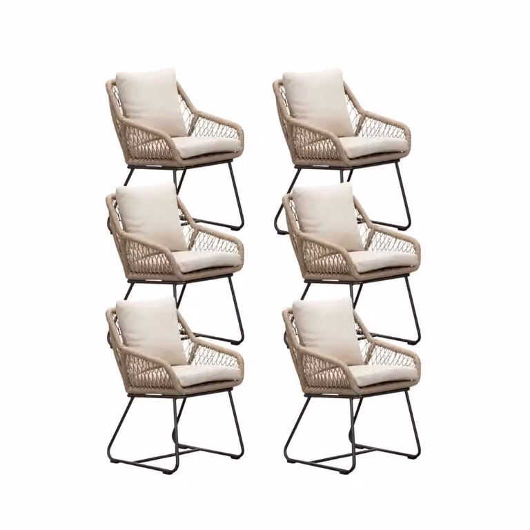 Portofino dining tuinstoel set van 6 met touw en aluminium in Sahara Dust