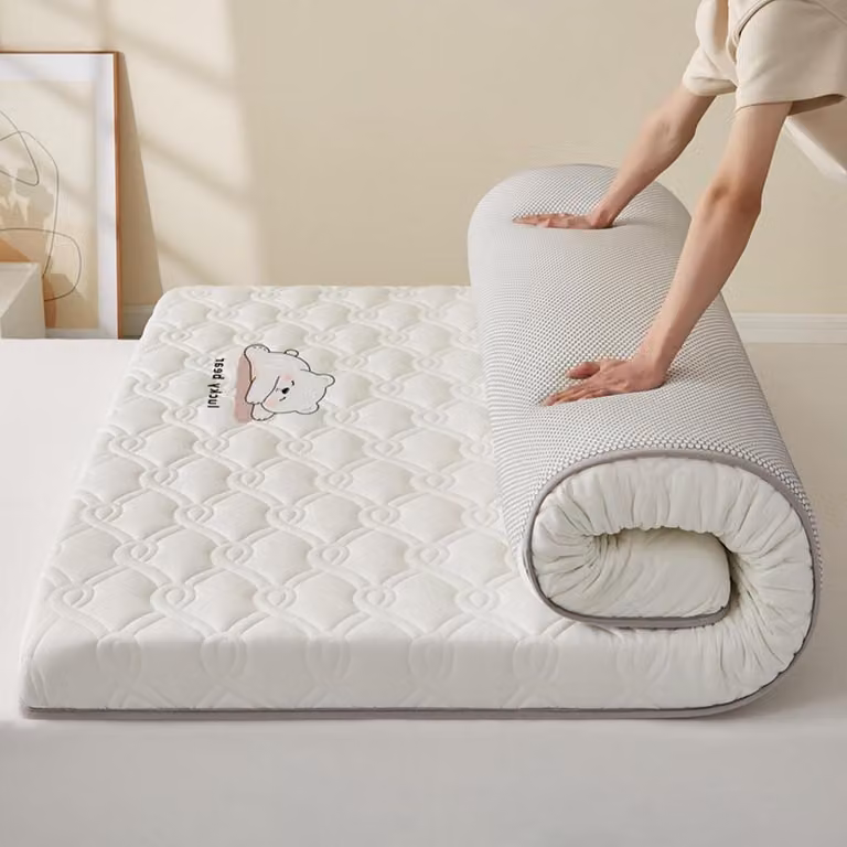 Japanse Vloermatras Topper met Latex Vulling - Wit - 150 x 200 cm