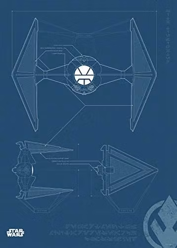 Komar Muurfoto Star Wars Blueprint Sith TIE-Fighter Kunstdruk Breedte: 50 cm, Hoogte: 70 cm