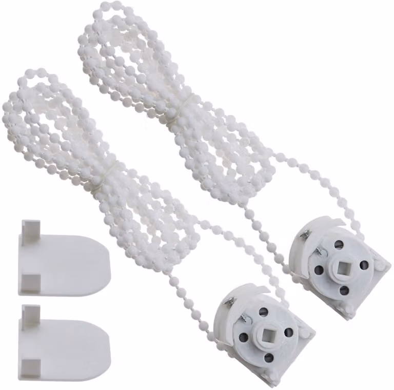 Dailygoods Rolgordijn Vouwgordijn - 2 Stuks - Wit - Kettingbediening - Kunststof - 2 Meter Kralenketting
