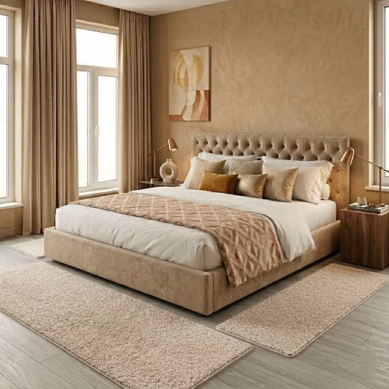 Floordirekt Barcelona vloerkleed voor de slaapkamer - Creme - 1 loper 67 x 330 cm en 2 lopers 67 x 130 cm