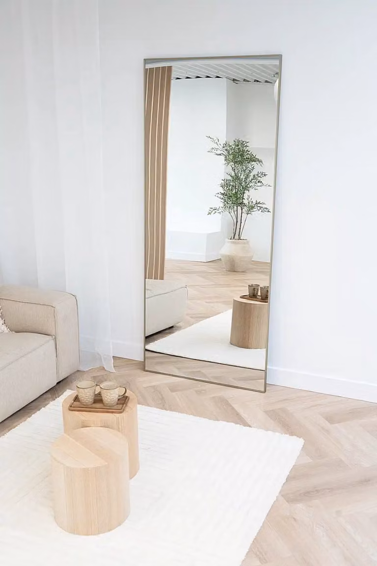 Nordic Style Scandinavische Designspiegel Greige - Staande Passpiegel - B/D/H: 90 x 210 cm