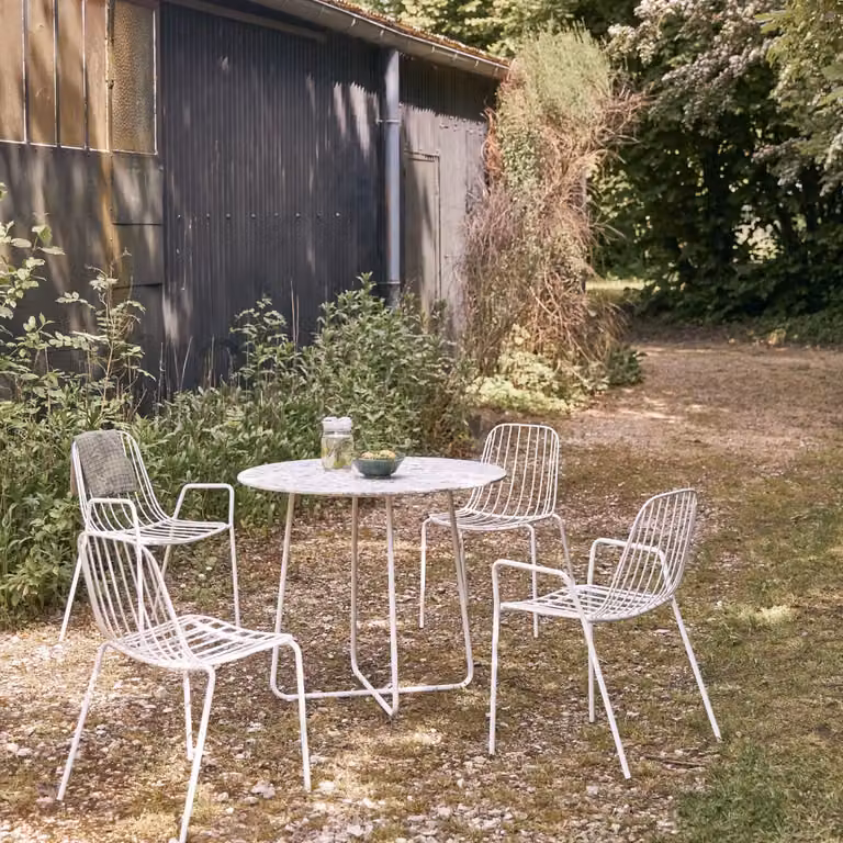 Tikamoon Ronde tuintafel voor 4 personen - Groen/Wit - Terrazzo en Metaal