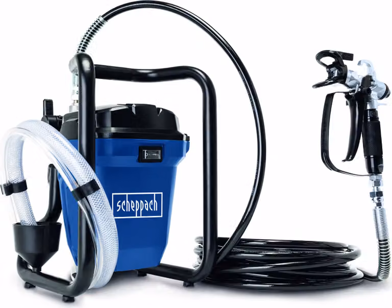 Scheppach Airless verfspuitsysteem PTSA350 met traploze drukregeling, 750 W, tot 207 bar, inclusief 7,6 meter spuitslang