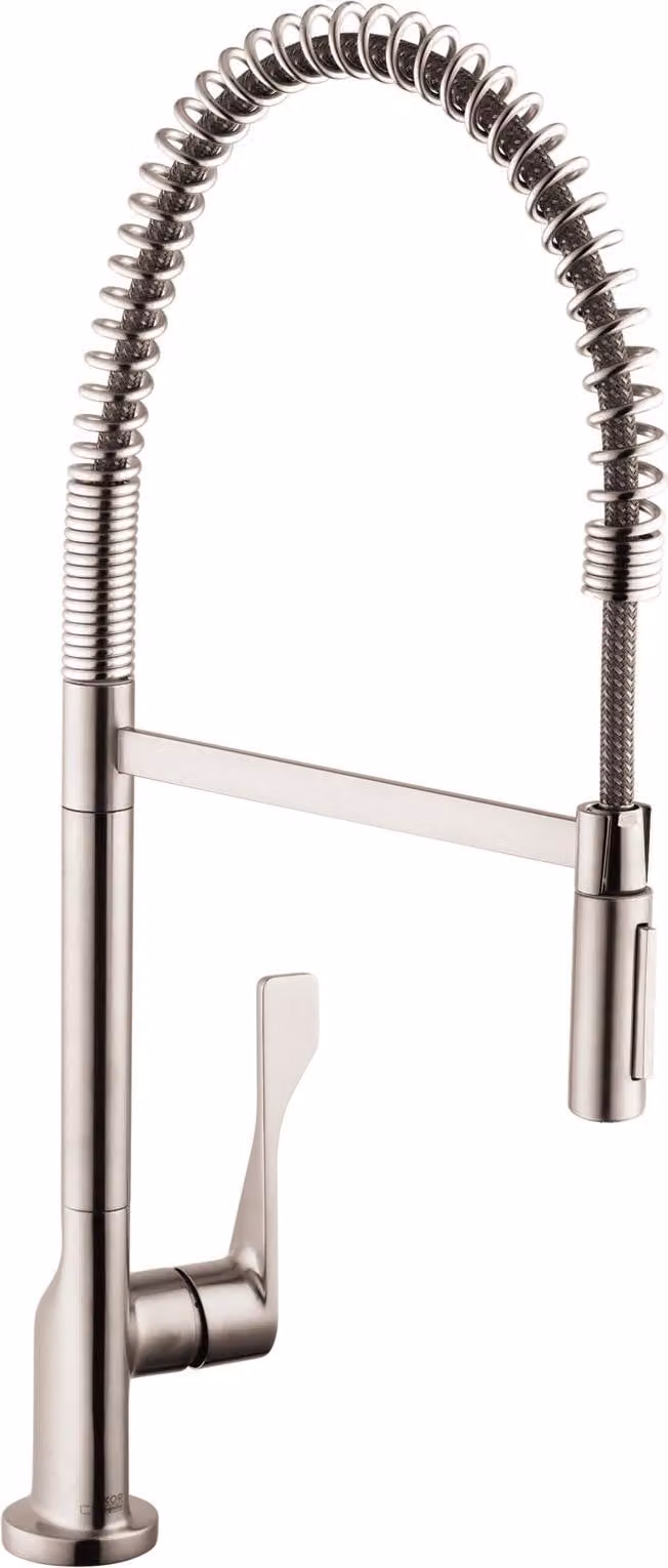 Hansgrohe Axor Citterio Semi Pro spoelwastafelmengkraan met uitdraaibare uitloop en sprayfunctie, stalen look