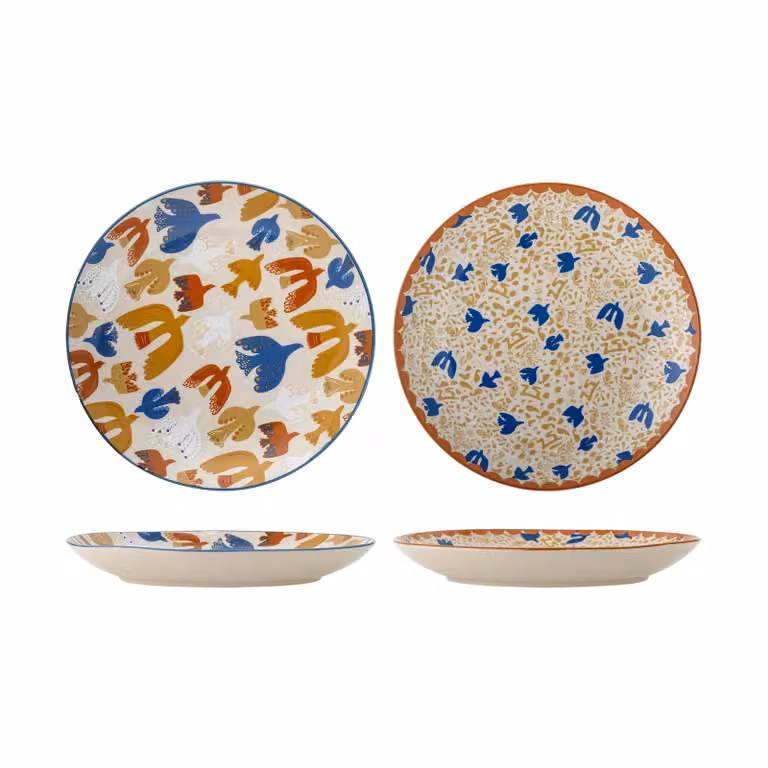Bloomingville Anniversary dinerbord set van 2 stuks, Multicolour, Ø 25 cm