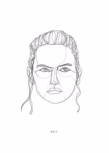 Komar Star Wars Classic Force Faces Rey Kunstdruk Wit/Zwart B: 50 cm, H: 70 cm