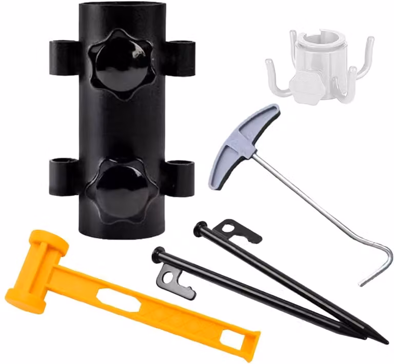 Stabiele parasolstandaard met grondpen en accessoires voor tuin en strand