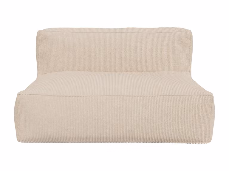 Tweezitsbank NOUMARA in beige ribfluweel met bijpassende hocker