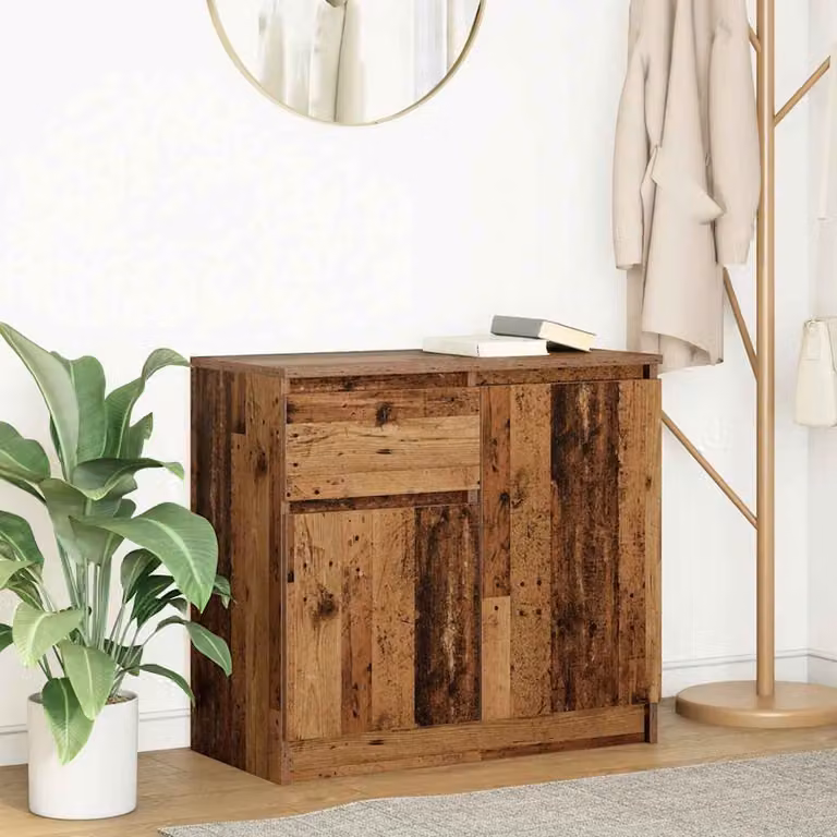 vidaXL Dressoir met lade in antieke look, B/D/H: 71 x 35 x 65 cm