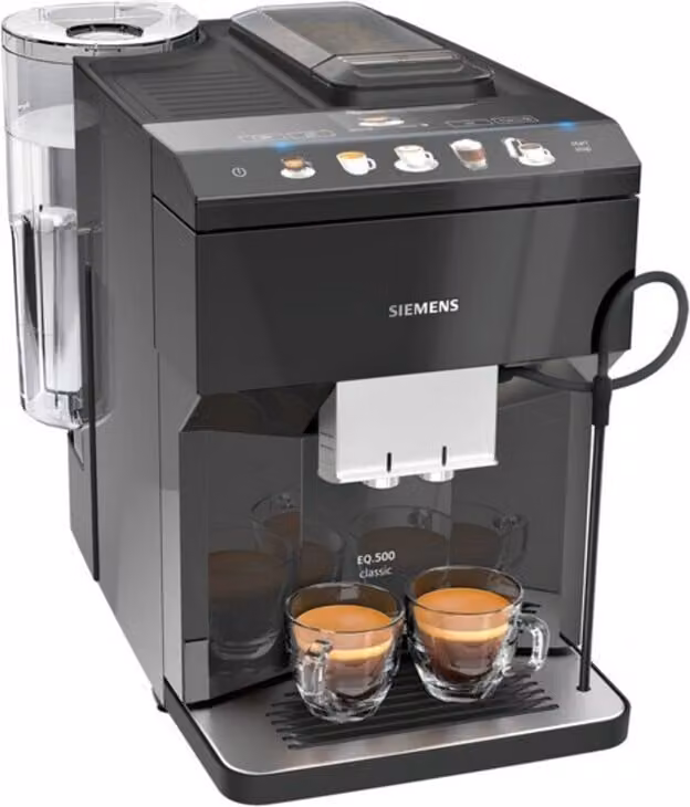 Siemens iQ500 TP503R09 espressomachine, zwart, 1,7 liter, voor koffiebonen en gemalen koffie met ingebouwde molen, 1500 W