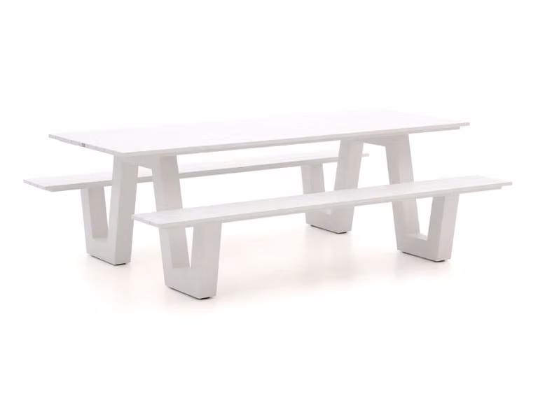 Bellagio Picknickset voor 6 personen, Aluminium Tuinset in Wit Mat