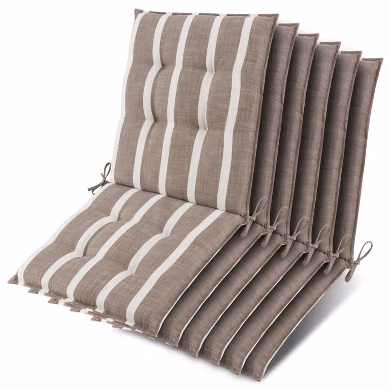 Beautissu set van 6 zonnedekpads Model NL beige-wit gestreept B/D/H: 105 x 50 x 8 cm