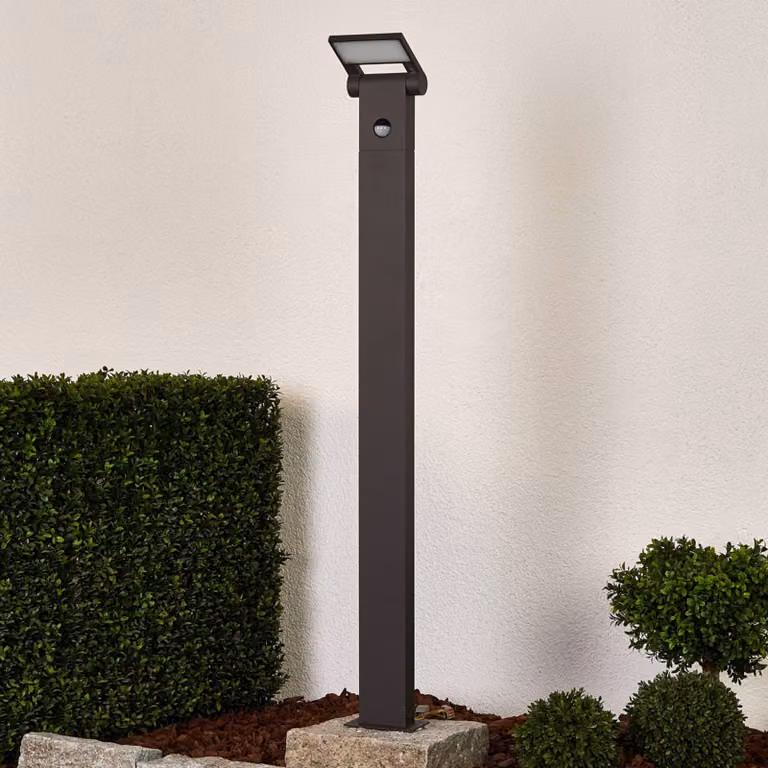 Lucande Marius LED Tuinpadverlichting met Bewegingssensor, Zwart of Grijs, Aluminium, Hoogte: 100 cm