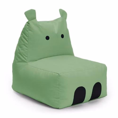Lumaland Animal Line kinderzitzak Nijlpaard - pastelgroen - B/D/H: 80 x 70 x 65 cm