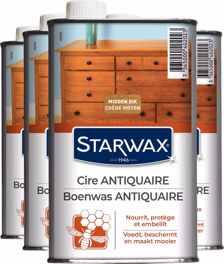 Starwax Vloeibare Antiquaire Boenwas Midden Eik - 4 x 500ml - Bruin