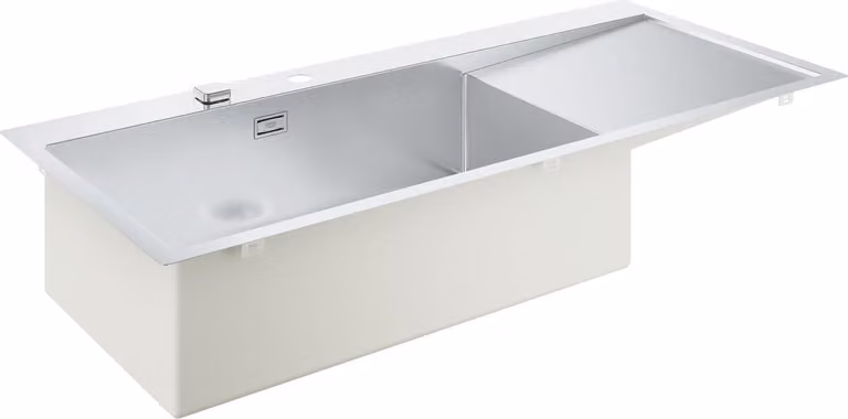 Grohe K1000 Inbouwspoelbak met afdruipgedeelte, roestvrij staal, wasbak links, B: 116 cm, D: 52 cm