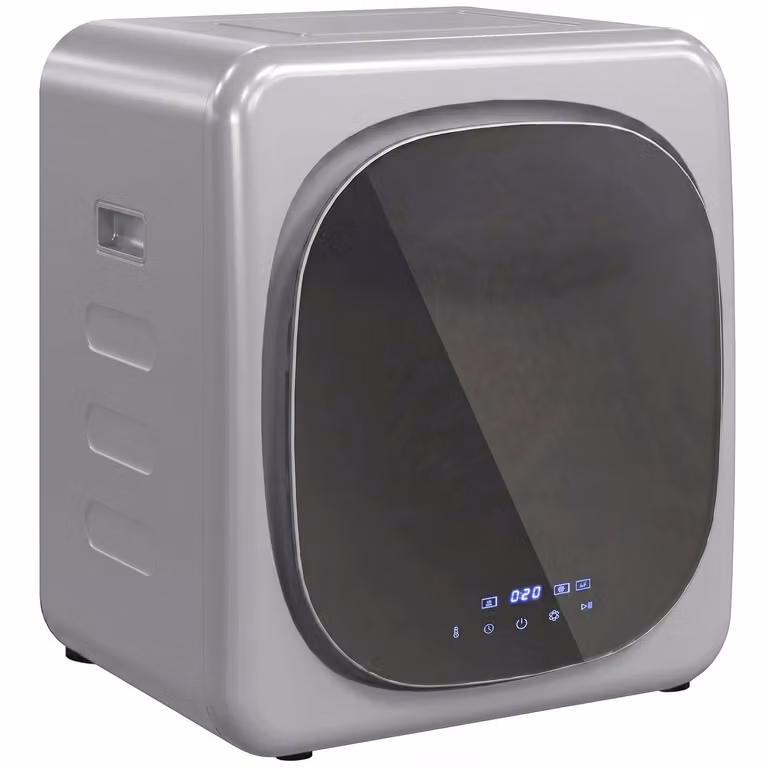 HOMCOM Mini wasdroger met 6 programma's en LED-touchscreen, 4 kg, 800W, Zilver, B/D/H: 40 x 48 x 56 cm