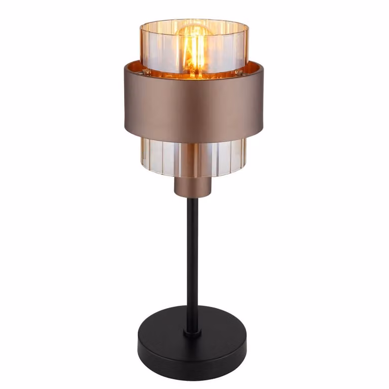 Globo Milley Tafellamp met glazen kap en metalen behuizing, brons/zwart, Hoogte: 47 cm, Diameter: 18,5 cm