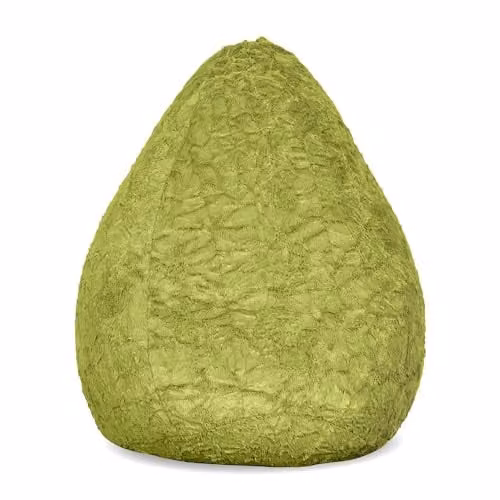 Lumaland Fluffy Zitzak voor de kinderkamer, Groen, 60 x 45 cm, 120 l